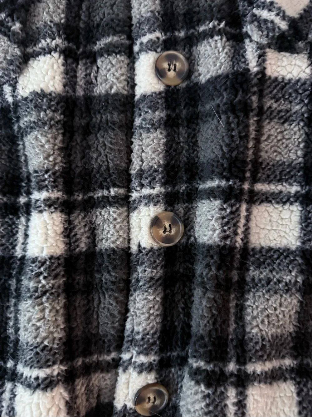 Black & White Plaid Fleece Jacket - Picture 3 of 4